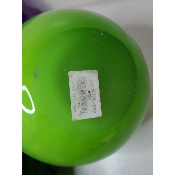Vintage Hand Blown Art Glass Large Green Apple Murano Style Decorative Fruit 8" - Picture 5 of 7